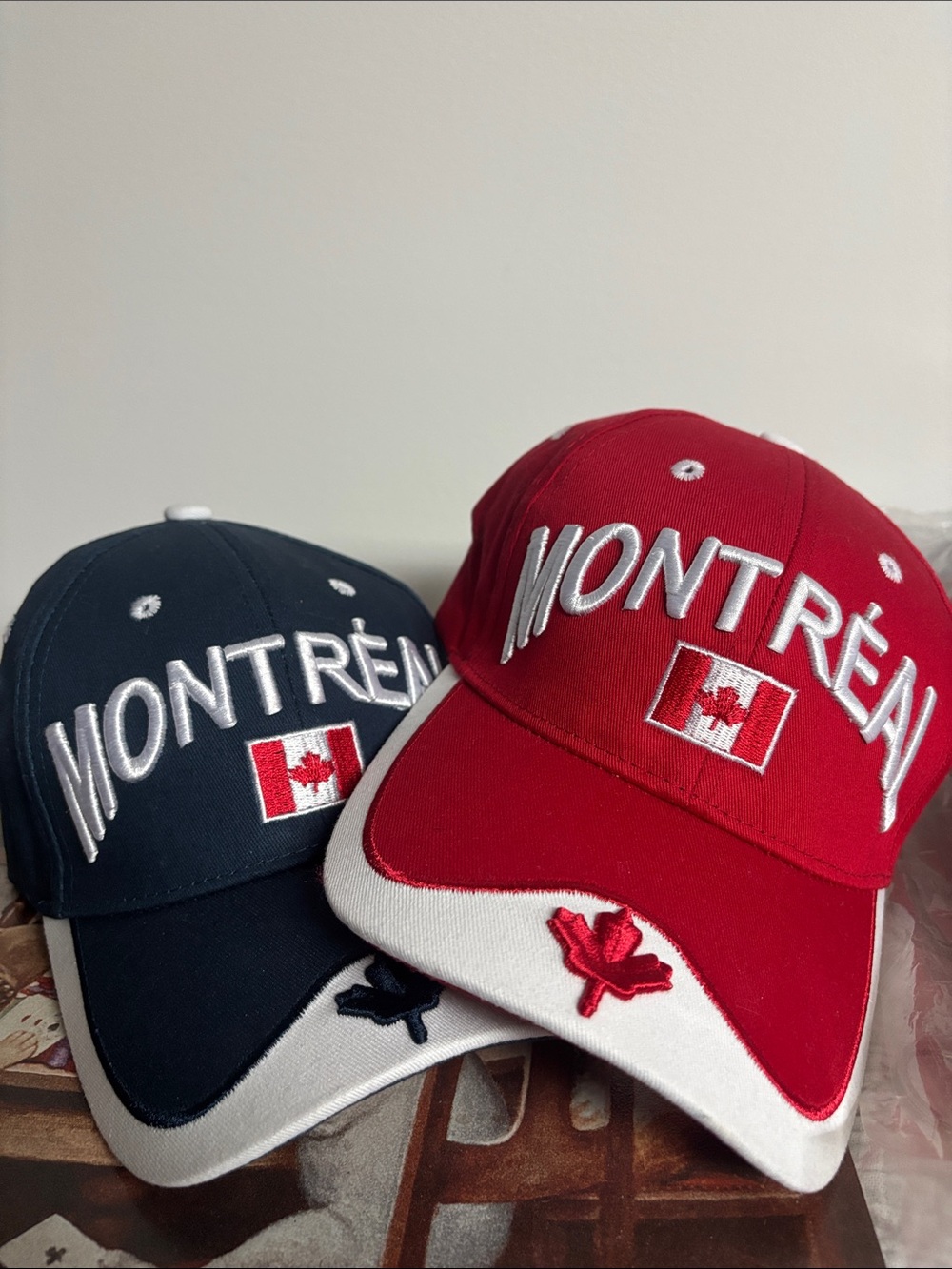 8. Red and Blue NWT Montreal Caps